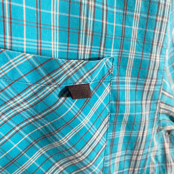 Arc'teryx Short Sleeve Plaid Peakline Hike Shirt Blue men's size Large - Picture 3 of 7